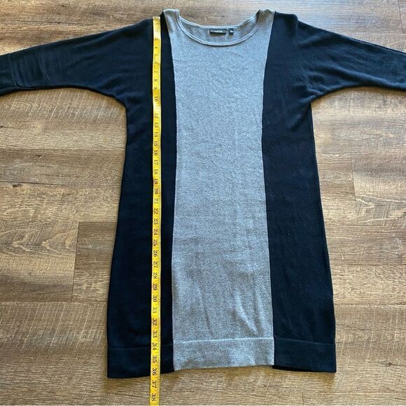 Sweater Dress Black Grey Colorblock Large Office Work Academia Stripe - Picture 7 of 8